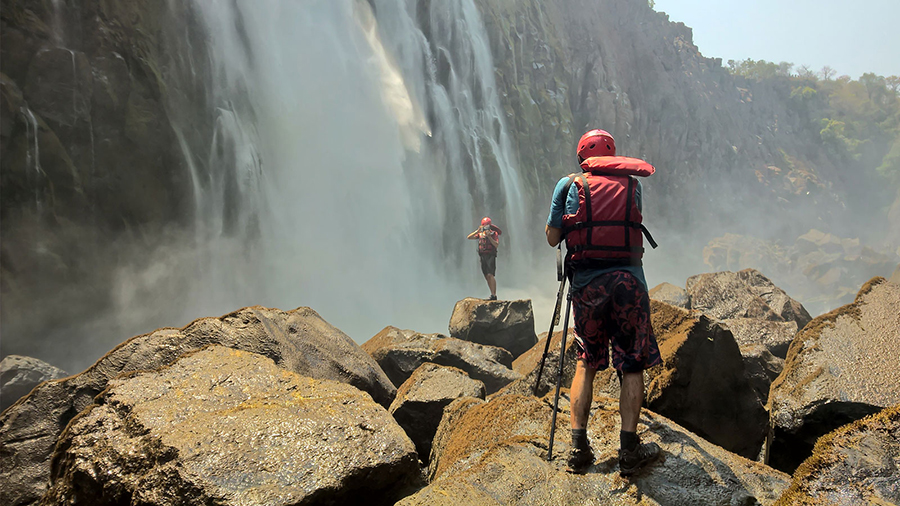 Sometimes finding the right spot requires going to places where others wouldn’t necessarily go. Shooting below the Rainbow Falls at Victoria Falls, Zimbabwe.