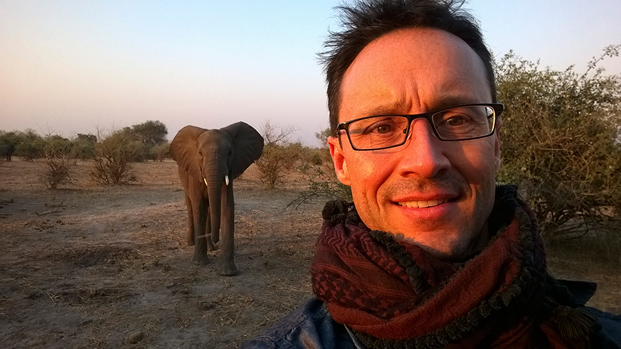 Catching a selfie with a new friend in Chobe National Park, Botswana.