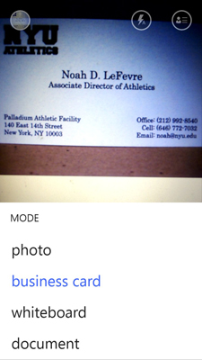 office lens business card
