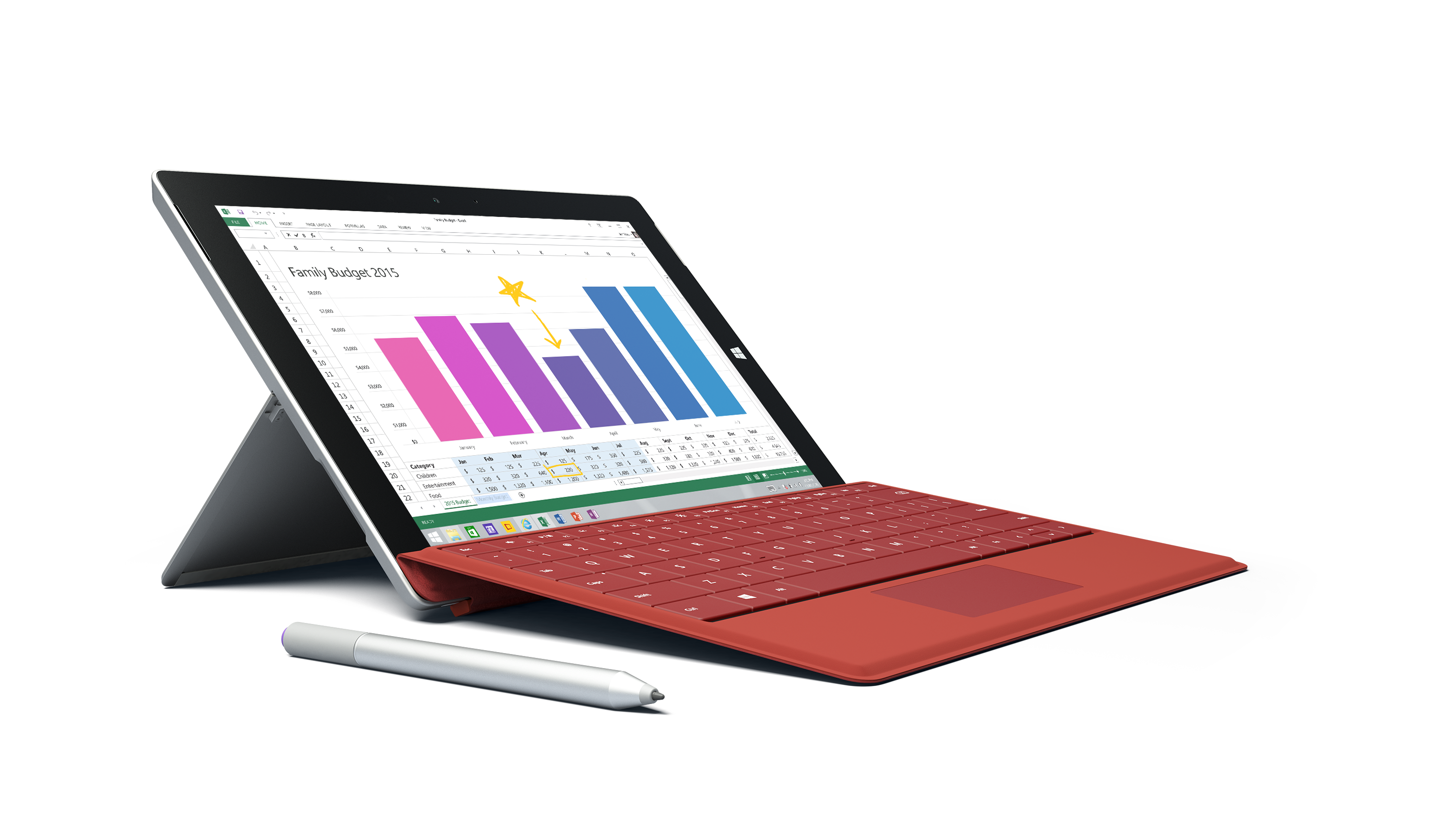 Surface 3 with Dark Red Type Cover