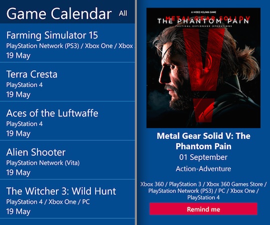 Game Calendar
