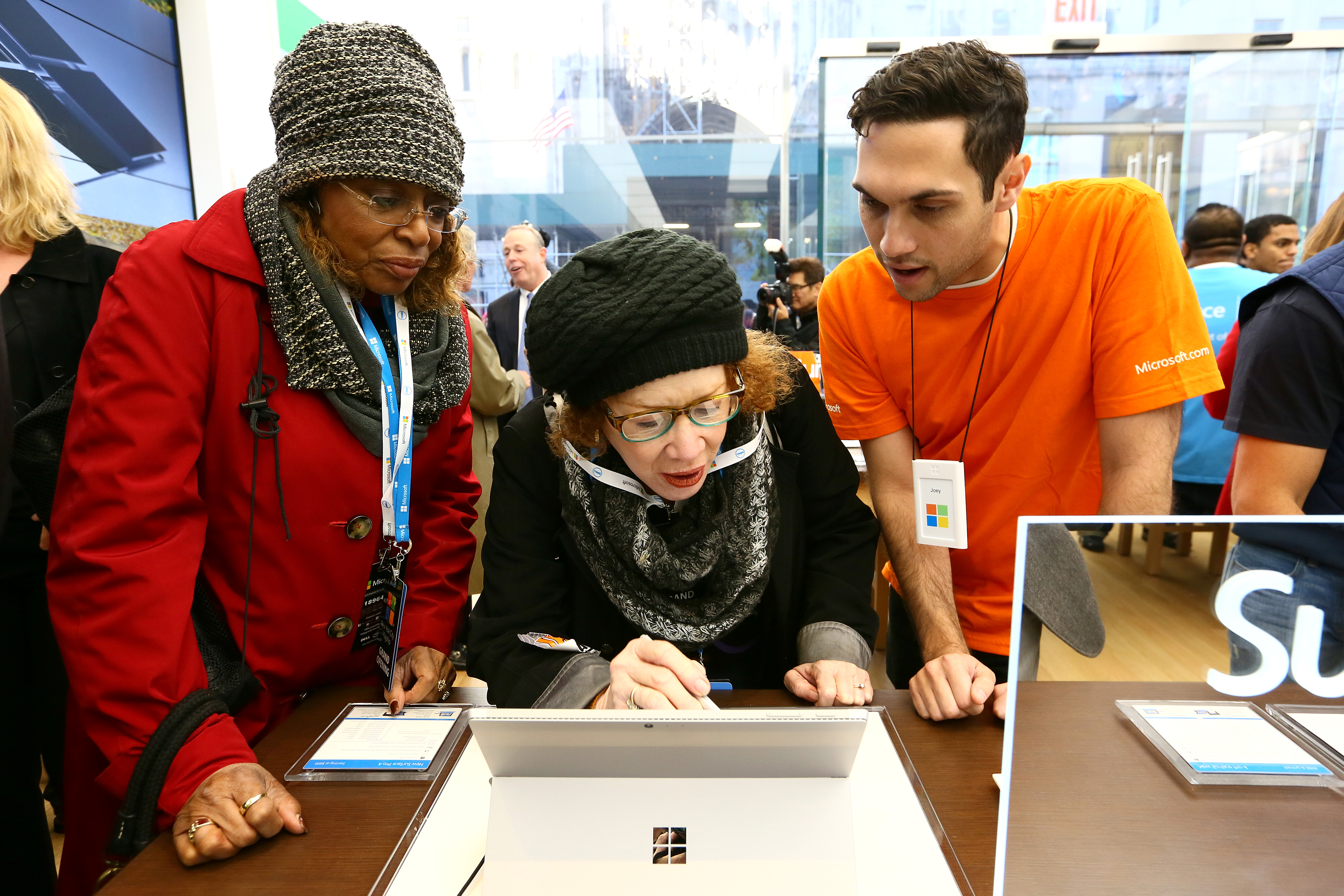 Shoppers at Microsoft Store opening