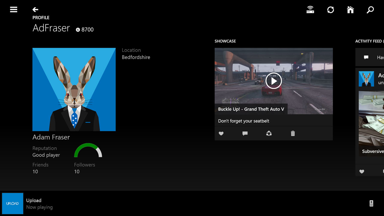 Xbox-One-SmartGlass-on-tablet-showing-profile-and-Showcase-feature