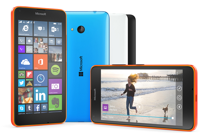 Orange, blue, white, and black Lumia 640