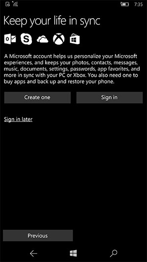Microsoft account sign in message