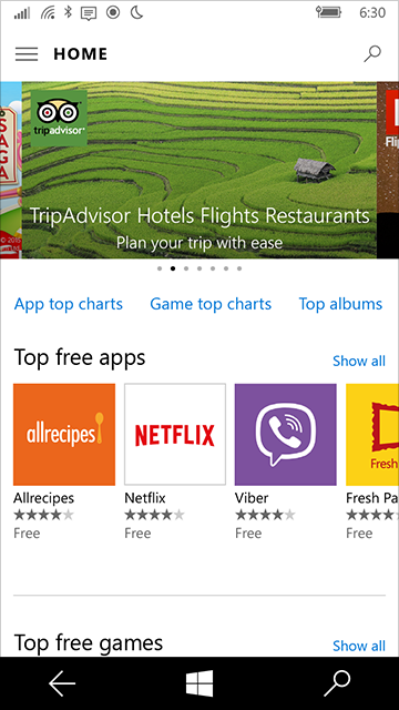 Windows Store home