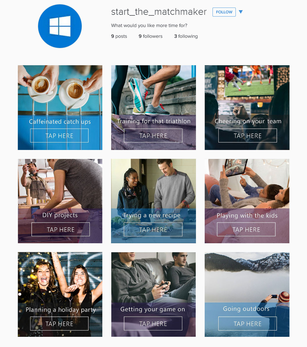 Windows matchmaker Instagram page