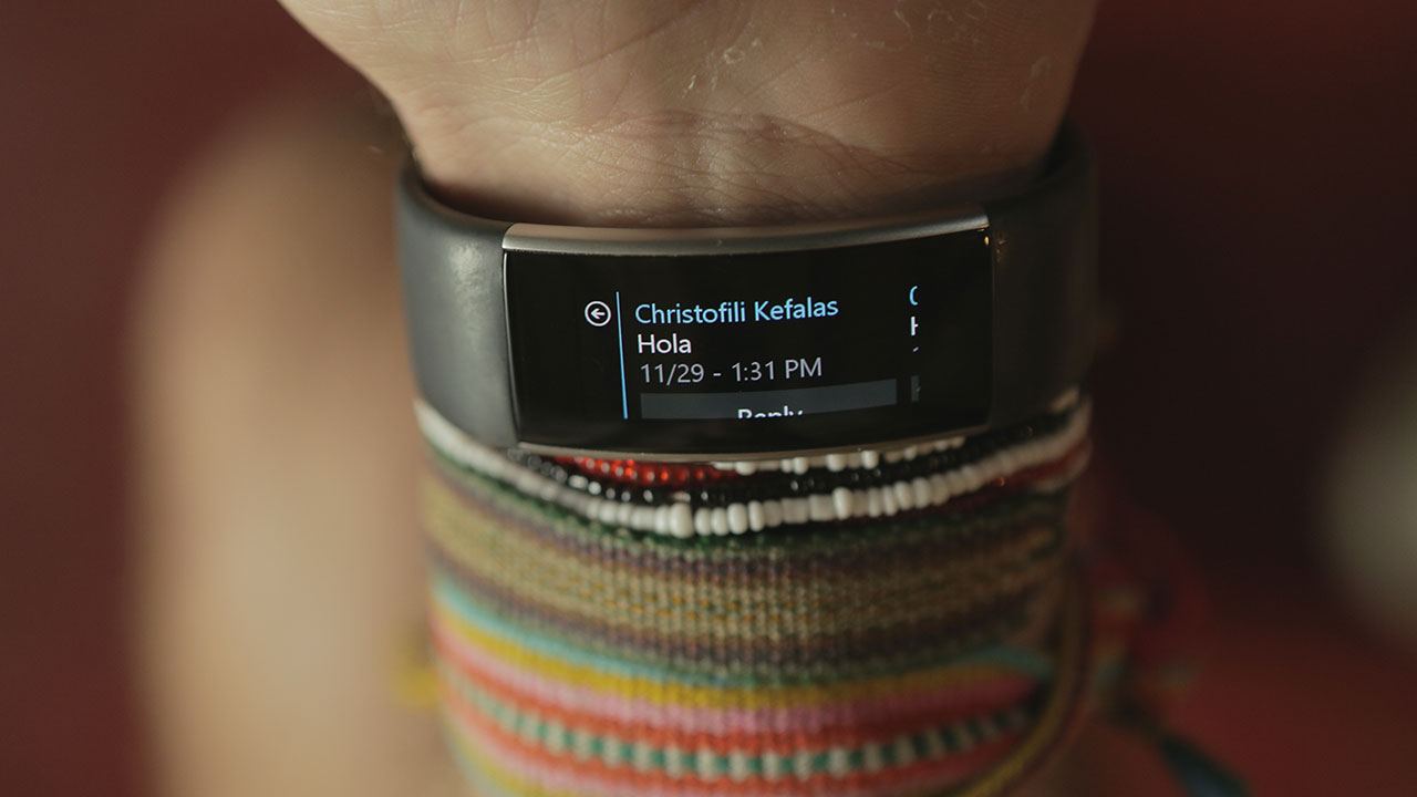 Jamie Ramsay using a Microsoft Band 2.