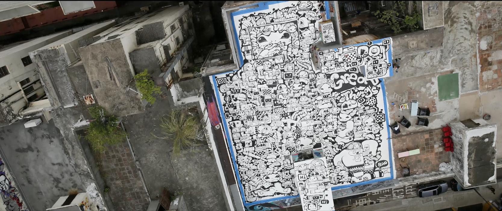 Bao's roofline art in Hong Kong
