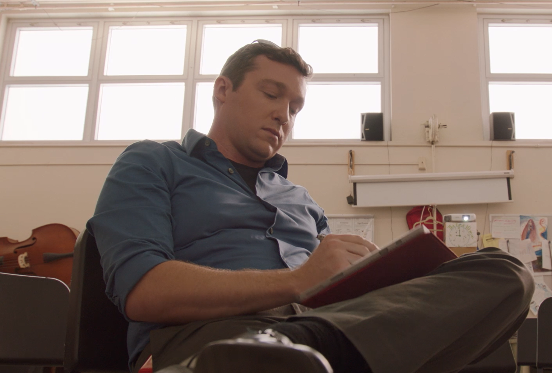 Andrew Fitzgerald using Surface to plan his music classes.