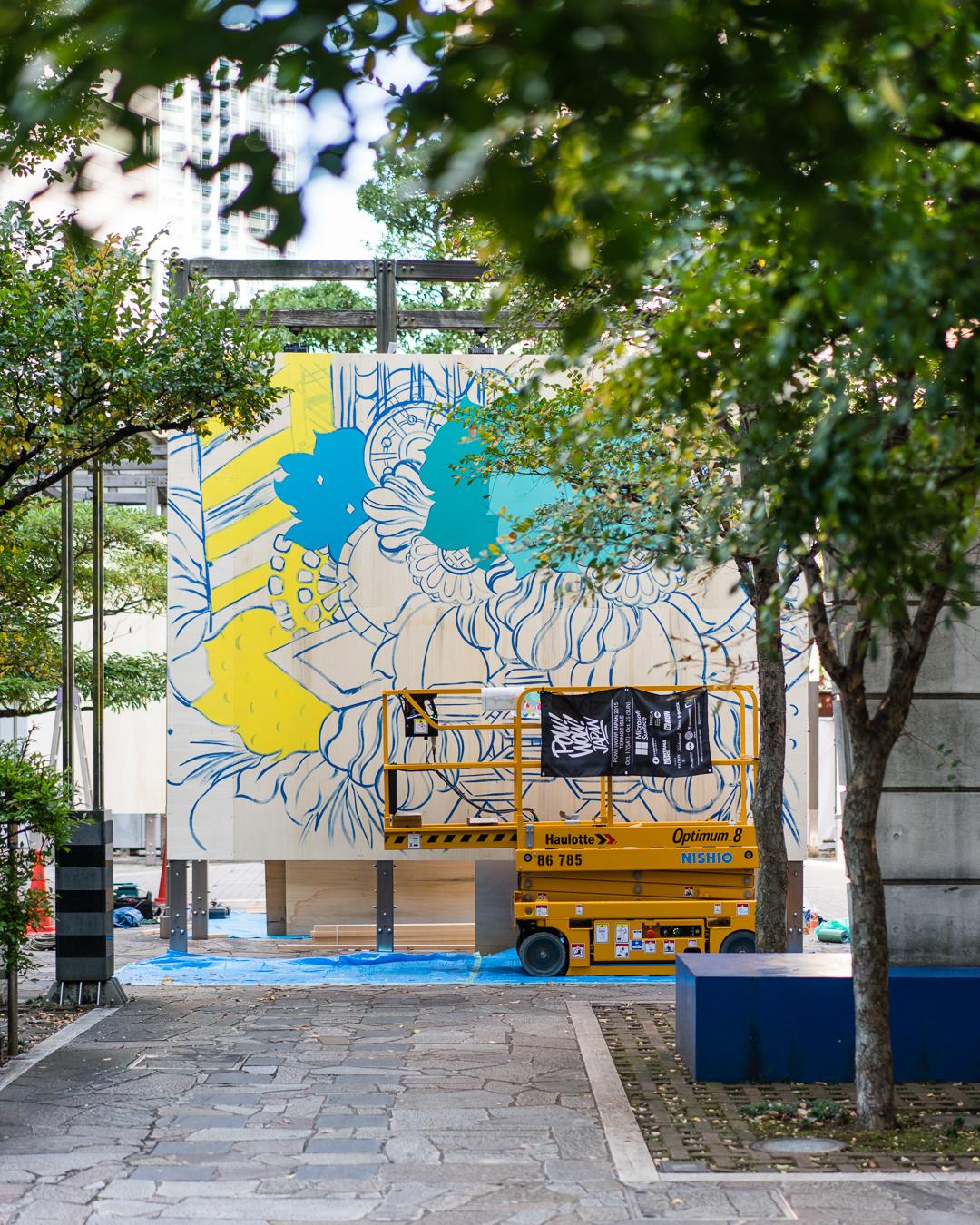 Frankie Cihi's mural in the making.