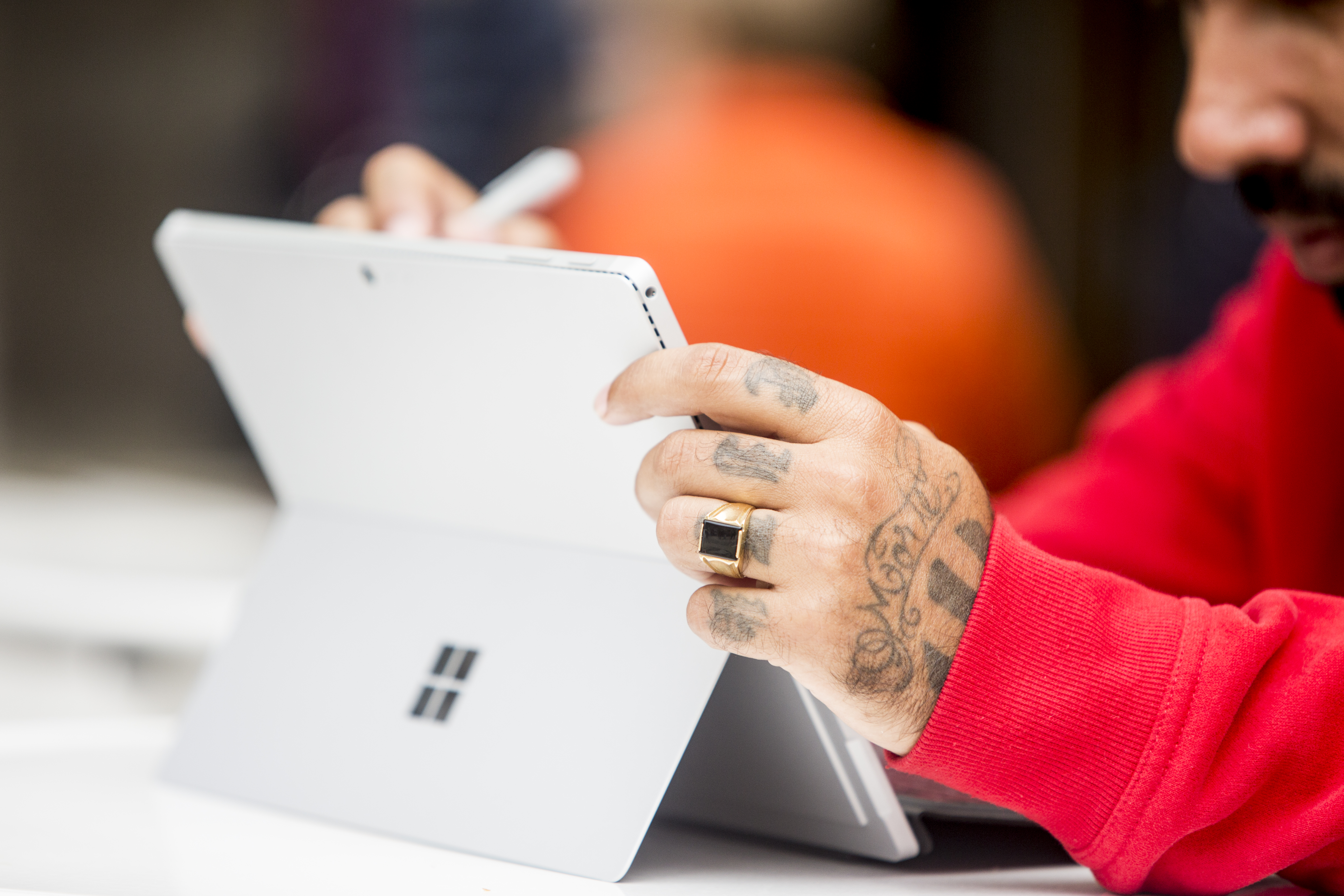 Artist Sergio Odeith working on his Surface.