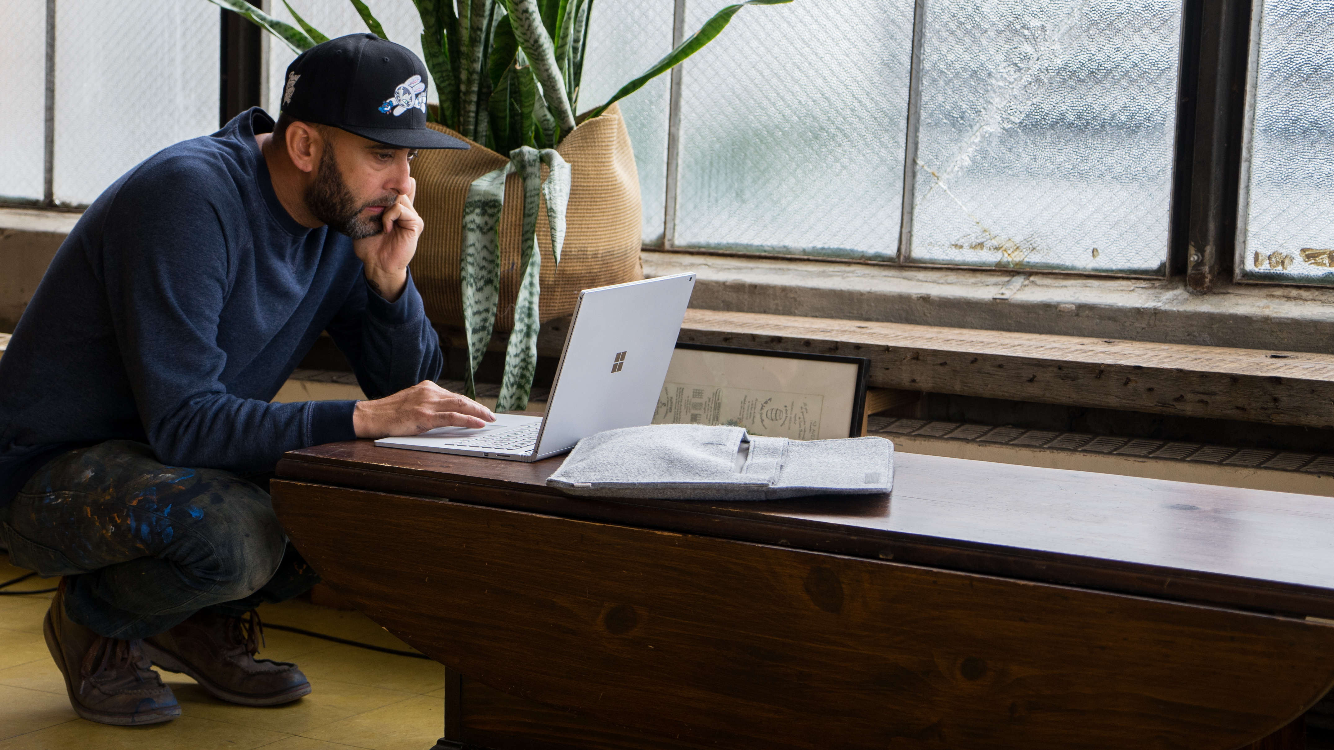 Dave Ross working on his Surface Book.