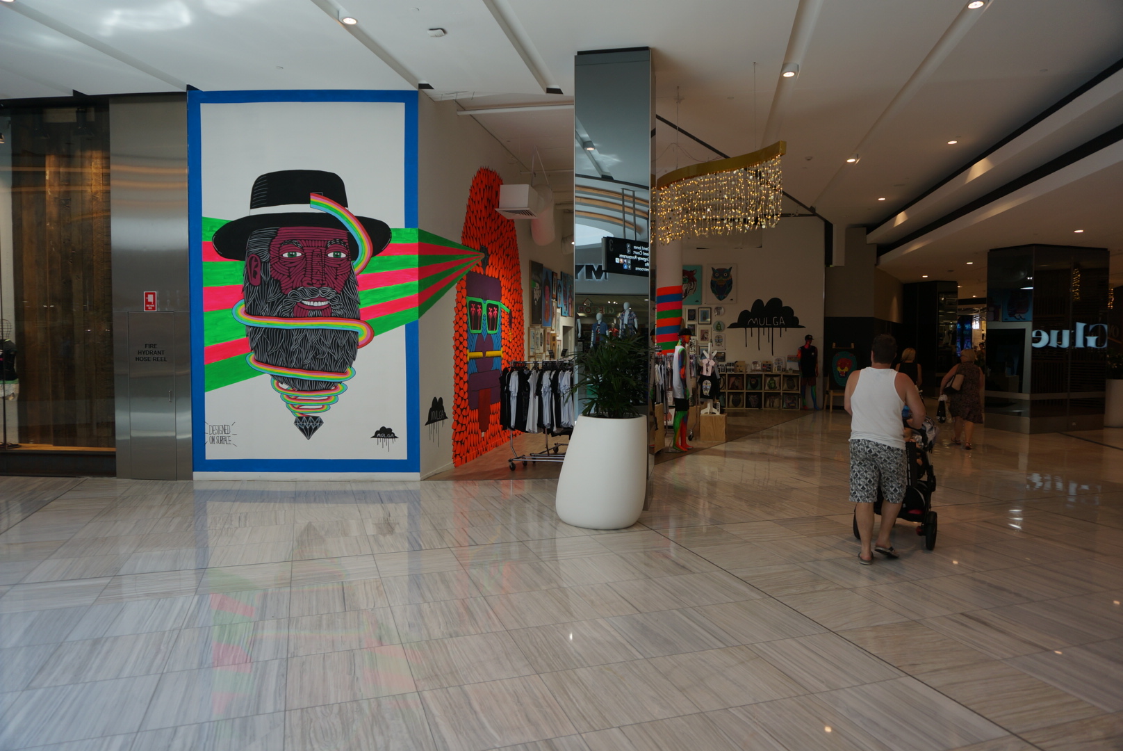 Mulga's indoor art installation.