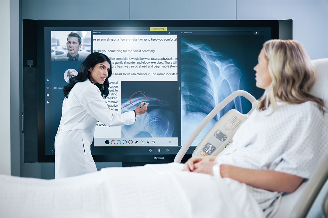 Surface Hub in use in healthcare.