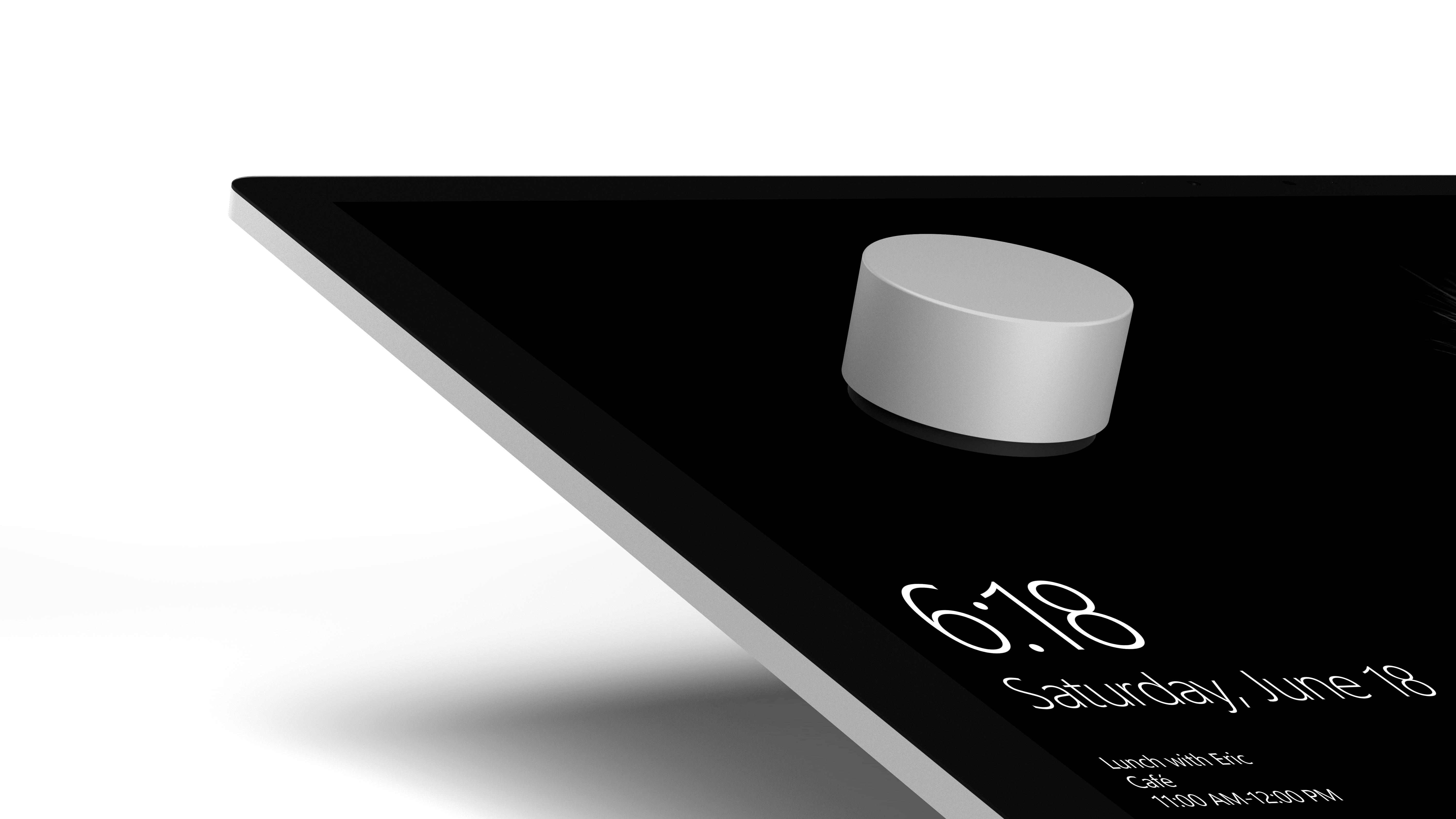 Surface Dial shown on screen of Surface Studio
