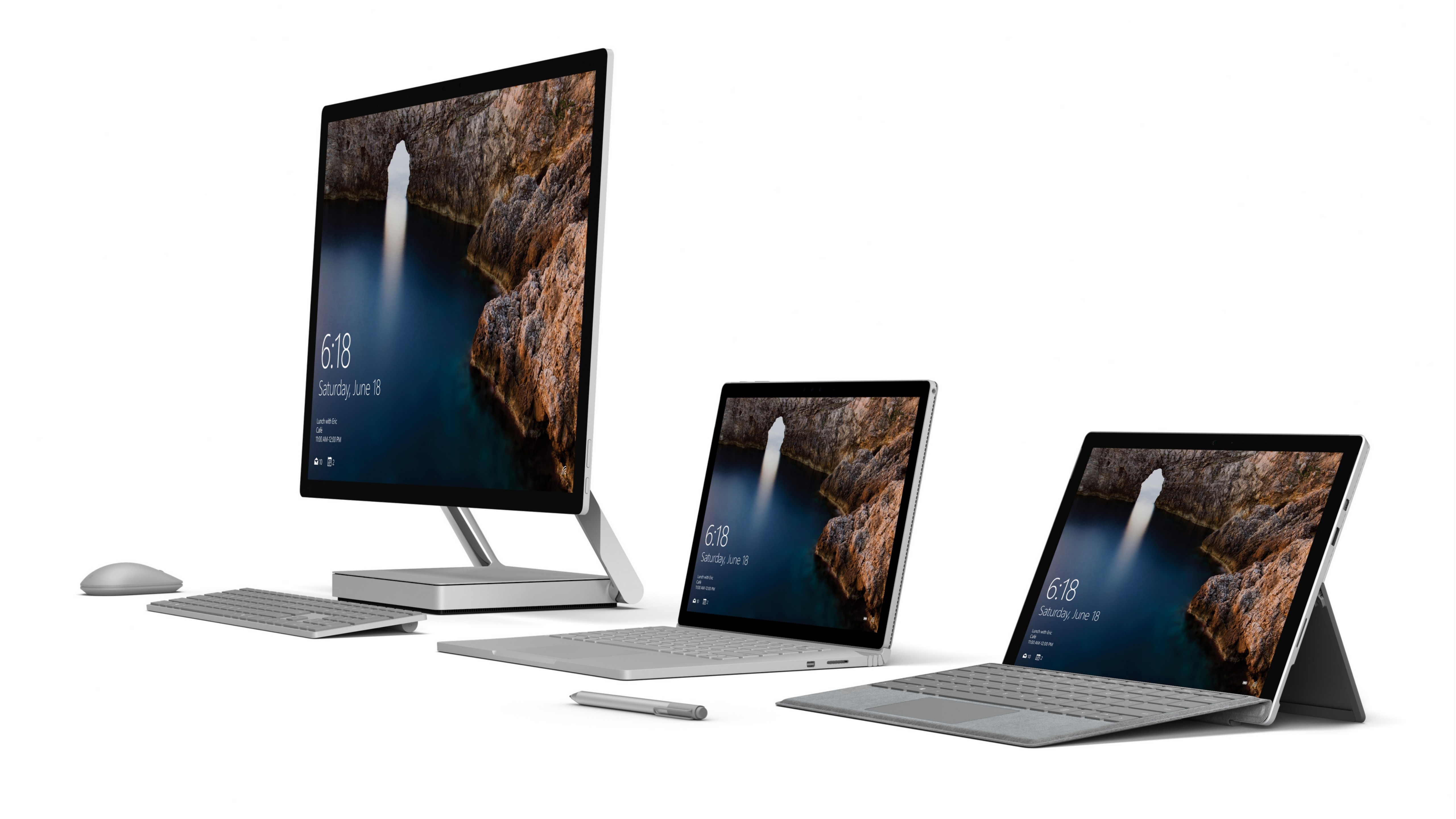 Surface family of devices including Surface Studio, Surface Book and Surface Pro 4