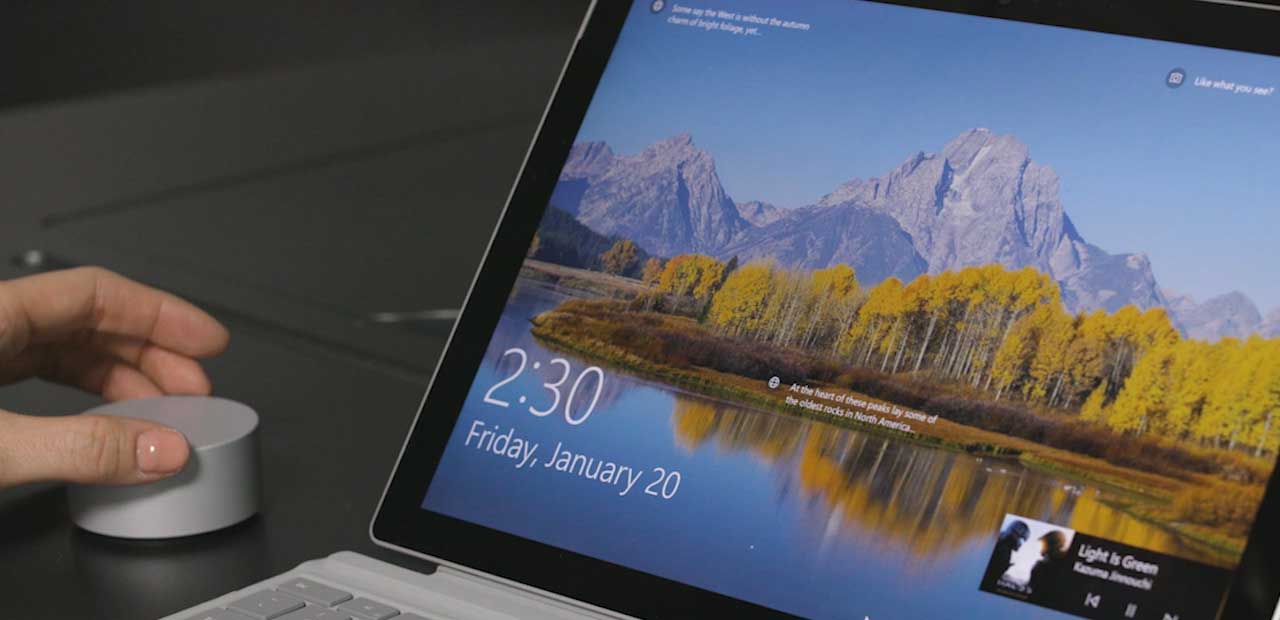 Surface Dial being used with Surface Book