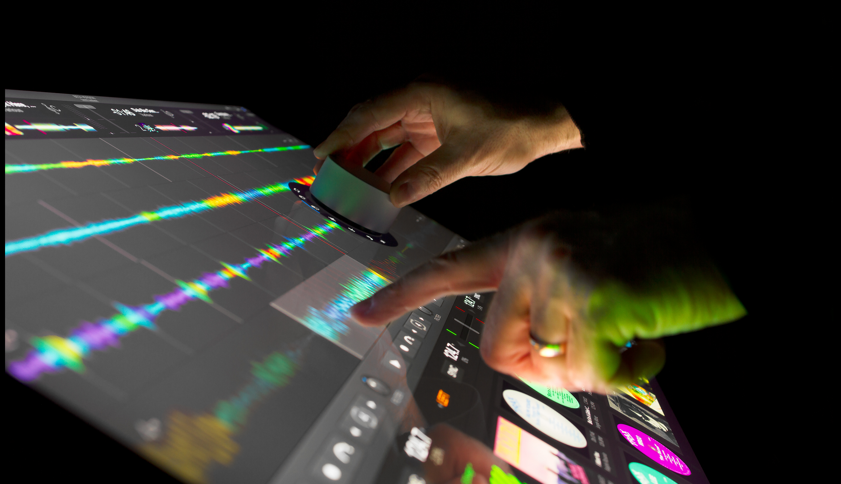 Algoriddim running on Surface with Surface Dial.