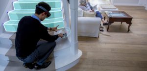 With HoloLens, the sales rep can now provide the customer with a visualization of the stair lift, so they can see firsthand what the new addition will look like in their home.