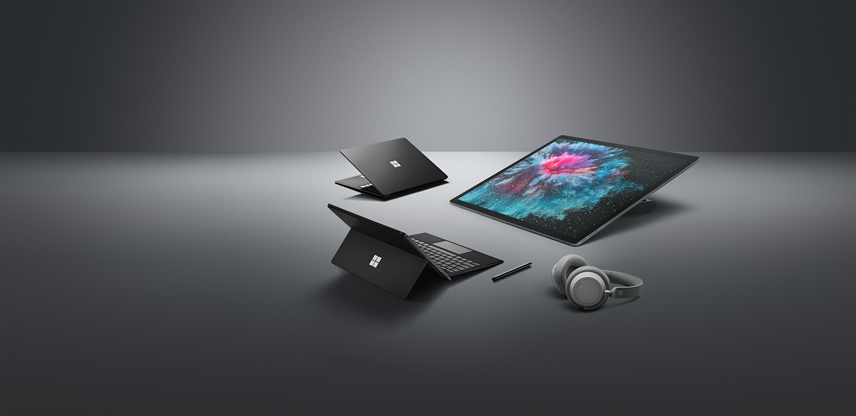 Surface products arranged on a flat surface