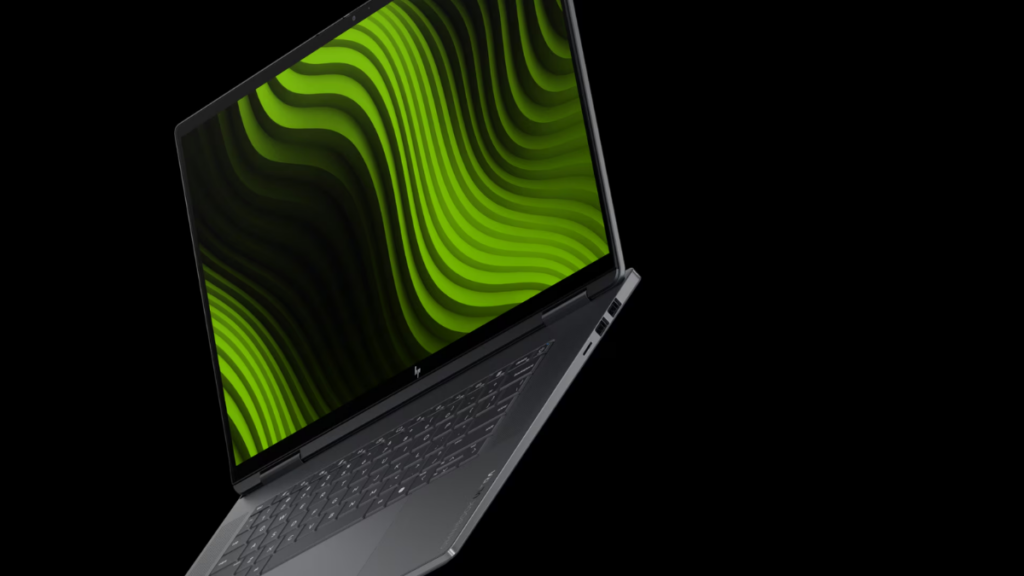 Laptop floating in black background