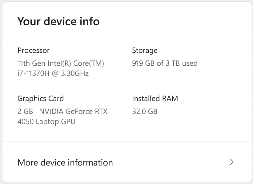 New Device Card for Settings Home.