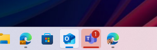 Wider needy state pill UI showing for Microsoft Teams on the taskbar indicating the app needs attention.