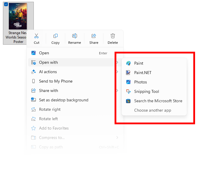 File Explorer context menu showing icons with no backplating highlighted in a red box.