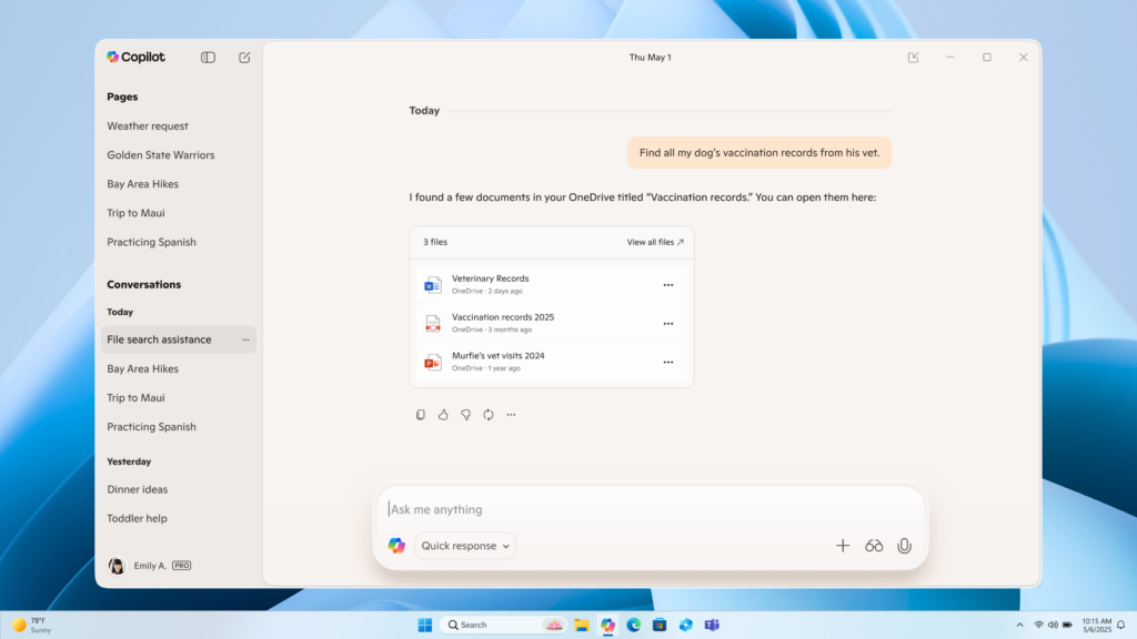Connectors – OneDrive file search in Copilot on Windows