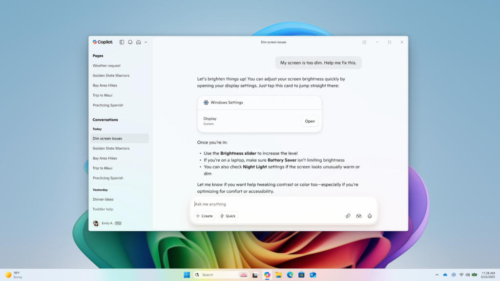 Direct Settings access in Copilot on Windows