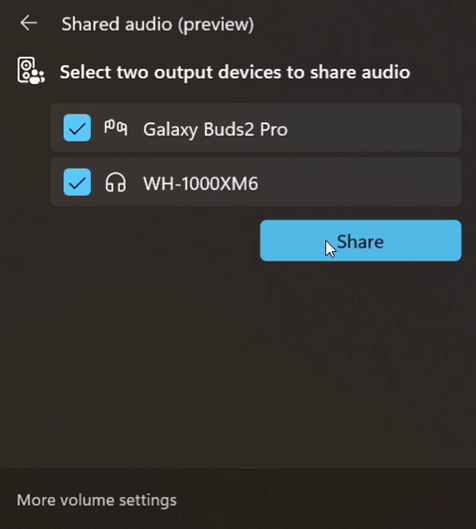 Extending Bluetooth® LE Audio on Windows 11 with shared audio (preview)
