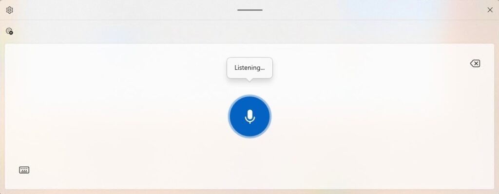 UX precedente: quando si preme il tasto di dettatura, viene visualizzata una sovrapposizione.