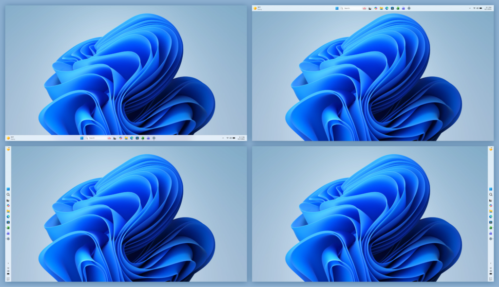 Screenshot showing alternate taskbar positions