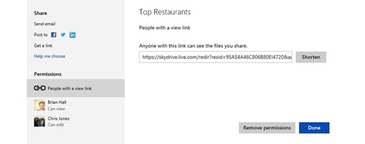 Unified sharing view in SkyDrive