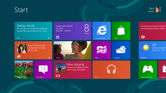 Windows 8 Release Preview: Start Screen