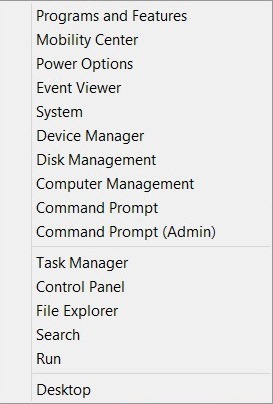 Windows 8 Quick Link Menu