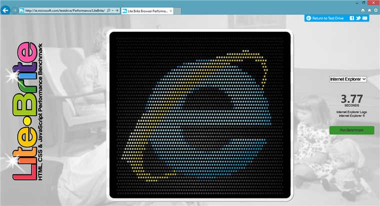 Check out the LiteBrite test drive demo to test your browser&rsquo;s layout and rendering speed