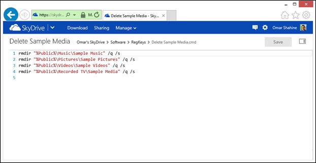 Cmd file on SkyDrive