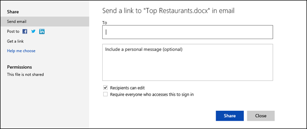 Send a link to a document