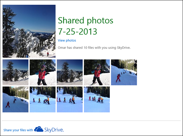 Sharing an album by email