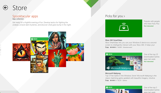 Image of featured apps in the Windows Store